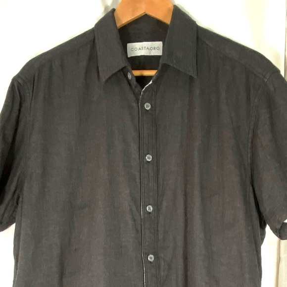 COASTAORO 100% Cotton Short Sleeve Button Up Shirt Mens L - Picture 3 of 7